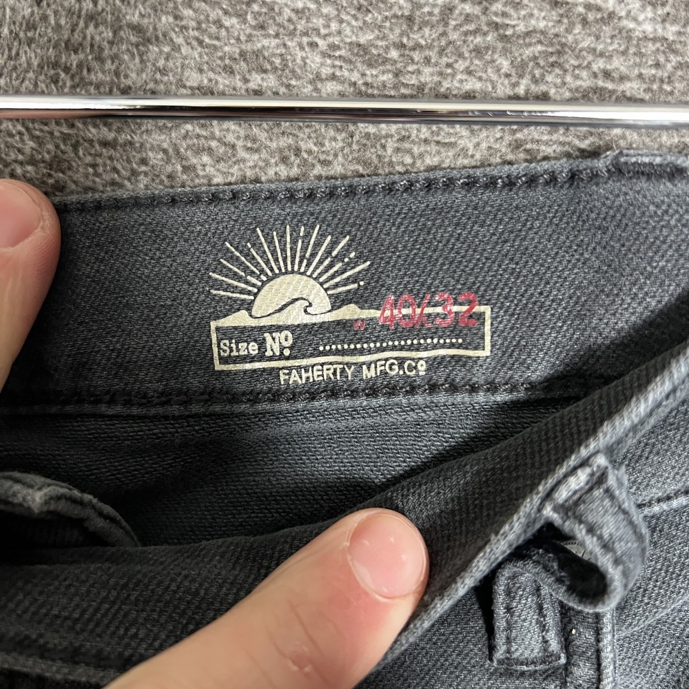 Faherty Jeans Mens 40x32 Gray Slim Straight Stretch Denim Charcoal Pants Casual - Picture 4 of 8